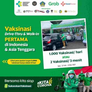 Menjadi Mitra Swasta Kemenkes Pertama yang Laksanakan Program Vaksinasi COVID-19  Hybrid Walk-In dan Drive-Thru, Grab dan Good Doctor Sukses Capai Target 5.000 Vaksinasi Hanya dalam 5 Hari